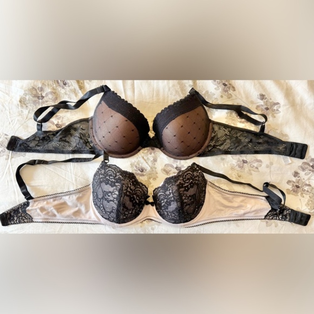 ONE DKNY Black & Cream/Pink Lace Underwire Bra;ONE ONLY or 2 at Discount; 36C